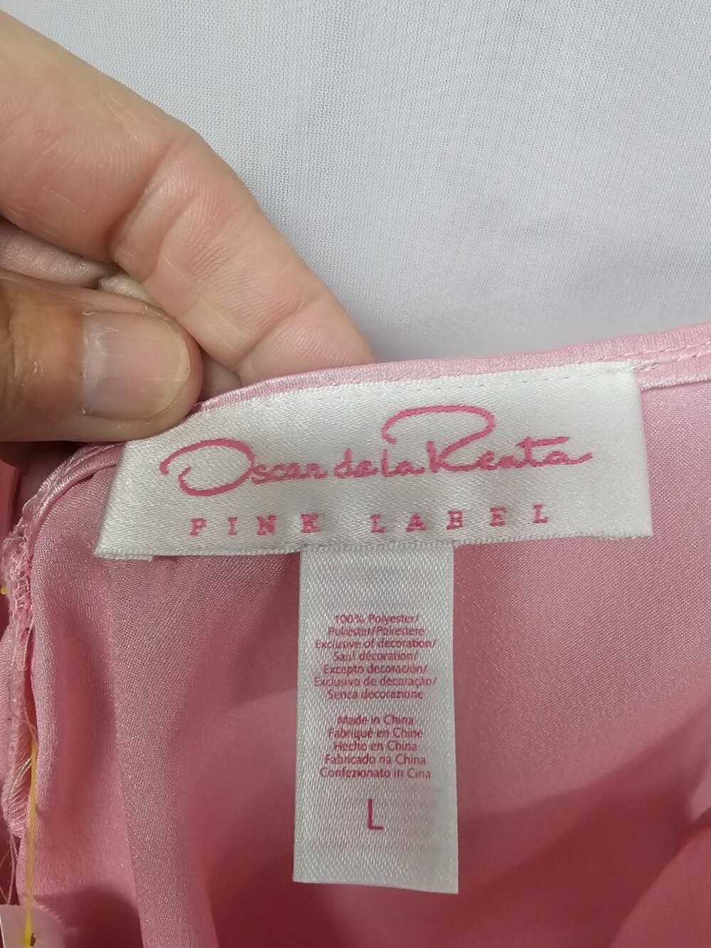 Oscar De La Rente Tank Pink Satin Lace Coquette Y2K L - Picture 6 of 10